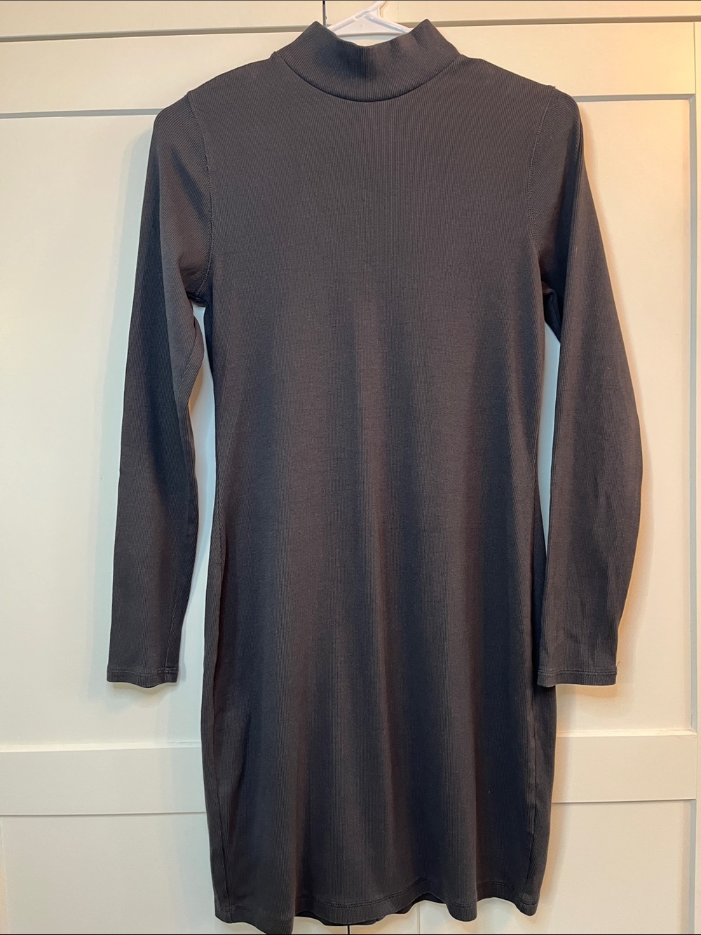 Old Navy Slate Gray Ribbed Mock Neck Long Sleeve Dress - Size Medium